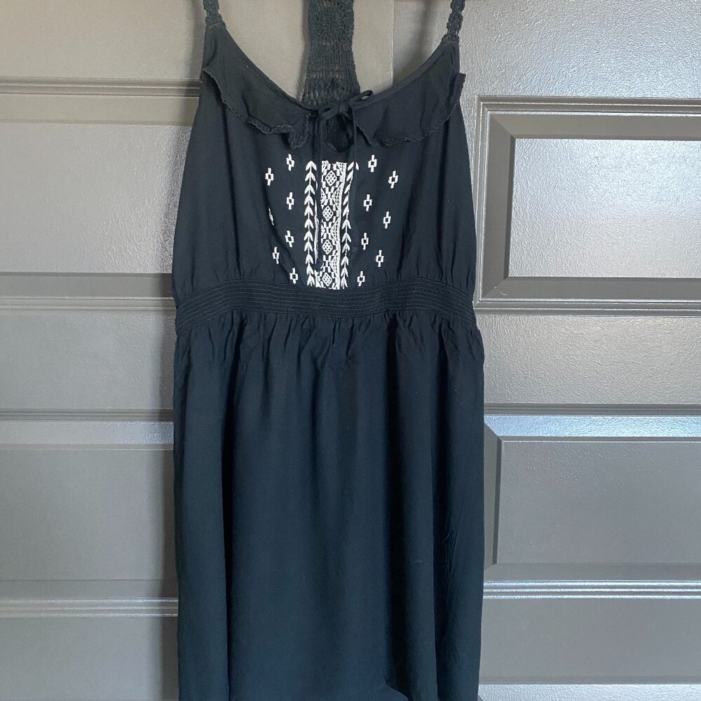 American Eagle Black Summer Beach Dress with Crochet Back Sz M